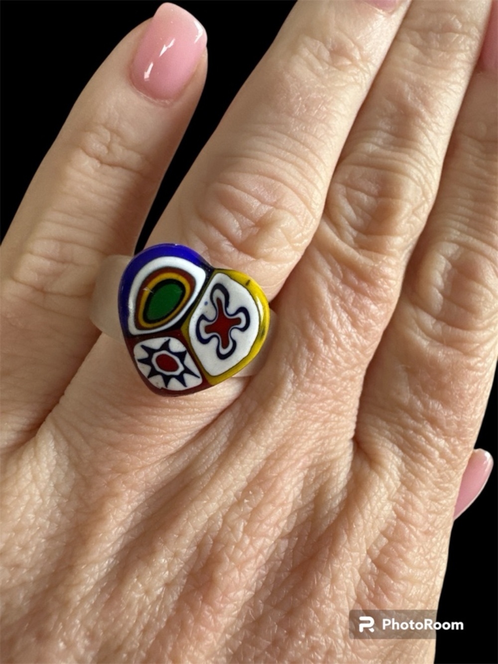Murano Glass Millefiori Heart Ring – Handmade Venetian Art Glass Jewelry